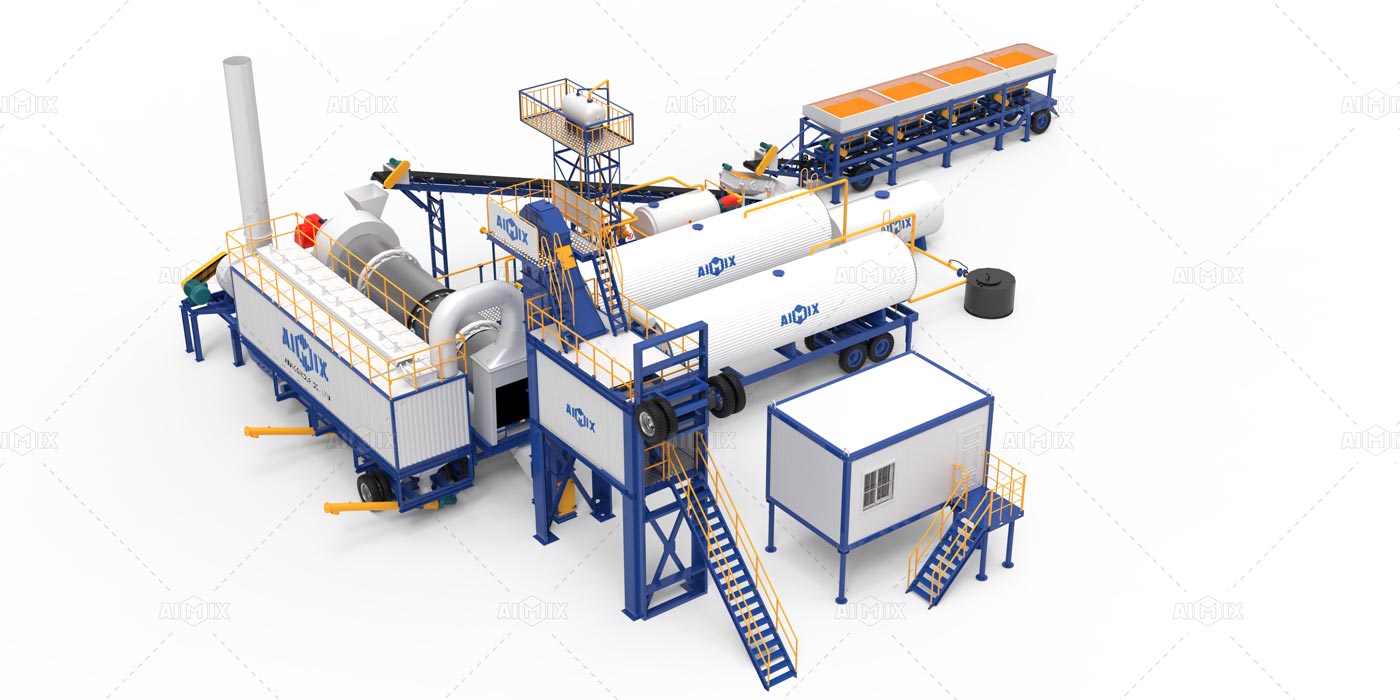 mobile 100tph cylinder mixing asphalt batch mix plant